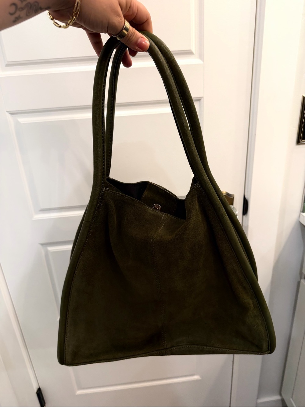 ASOS Olive Green Suede Tote Bag